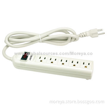 Power Strip, America Standard with 5-socket Outlet/1.8m Extension Cord/Surge and Overload Protection
